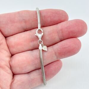Vintage Sterling Silver 925 Snake Chain Charm Bracelet 7.5"